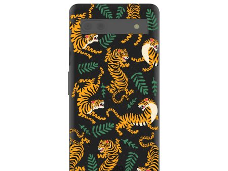 Black Playful Tigers Google Pixel 6a Case For Cheap