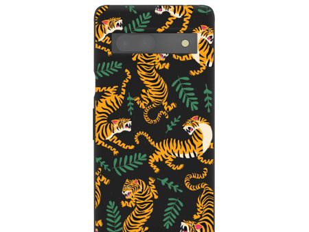 Black Playful Tigers Google Pixel 7a Case For Cheap