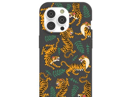 Black Playful Tigers iPhone 14 Pro Case with MagSafe Module Online Hot Sale