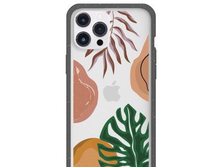 Clear Abstract Botanics iPhone 12 Pro Max Case With Black Ridge Fashion